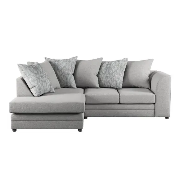 Small Corner Sofa with Chaise - Grey, Chenille