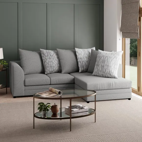 Small Corner Sofa with Chaise - Grey, Chenille