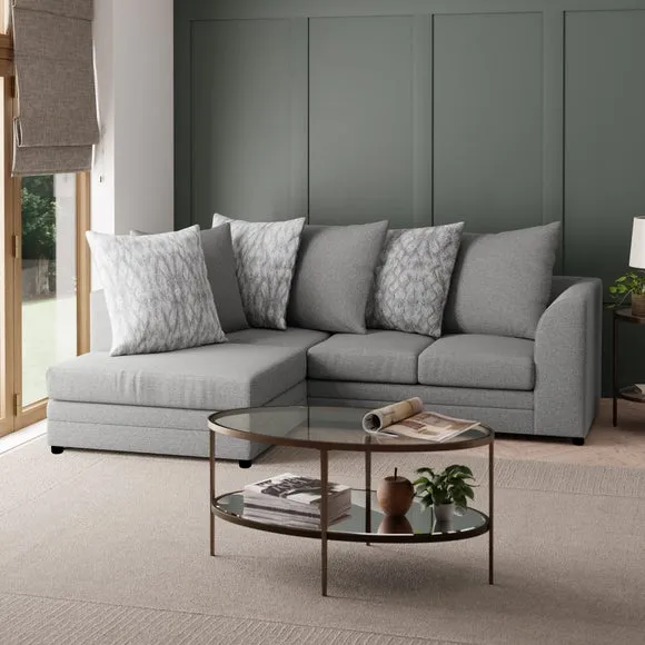 Small Corner Sofa with Chaise - Grey, Chenille image