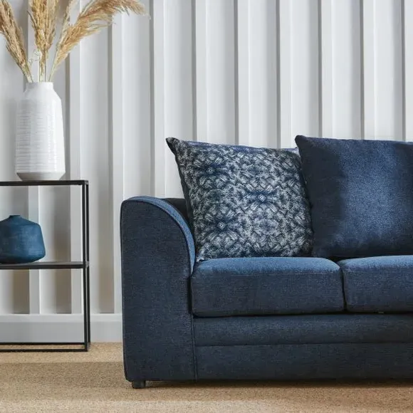 Small Corner Sofa with Chaise - Navy, Chenille