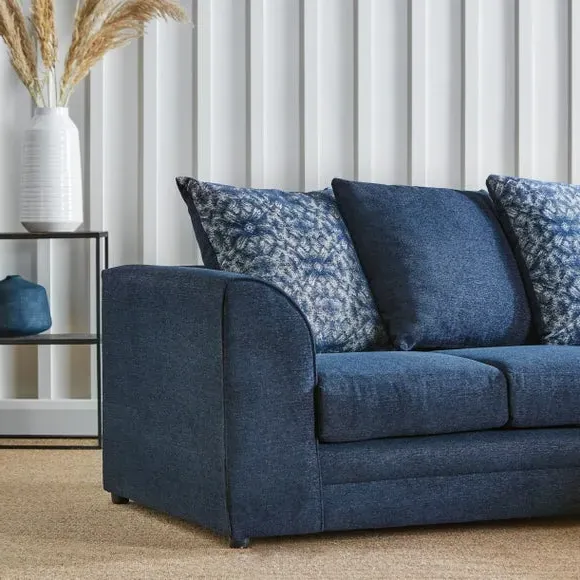 Small Corner Sofa with Chaise - Navy, Chenille
