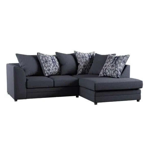 Small Corner Sofa with Chaise - Navy, Chenille