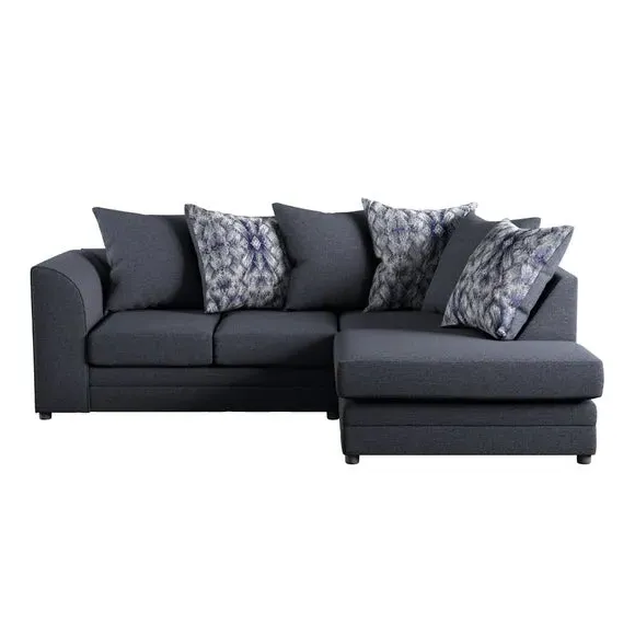 Small Corner Sofa with Chaise - Navy, Chenille