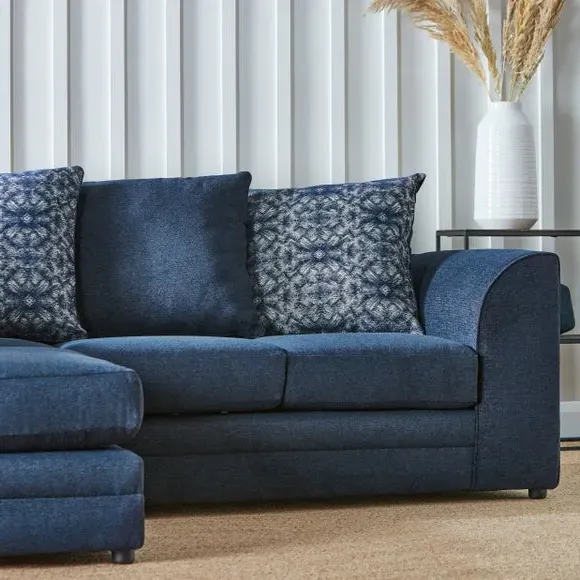 Small Corner Sofa with Chaise - Navy, Chenille