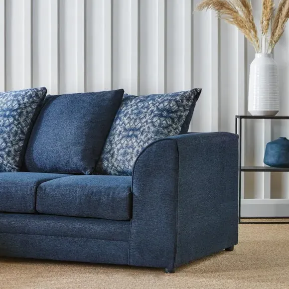 Small Corner Sofa with Chaise - Navy, Chenille