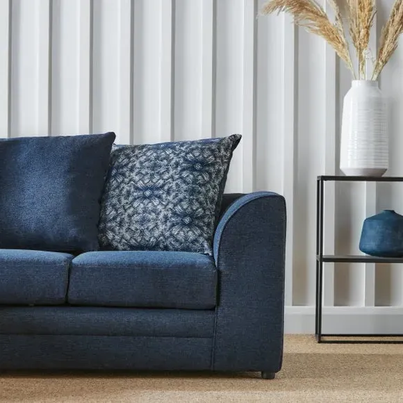 Small Corner Sofa with Chaise - Navy, Chenille
