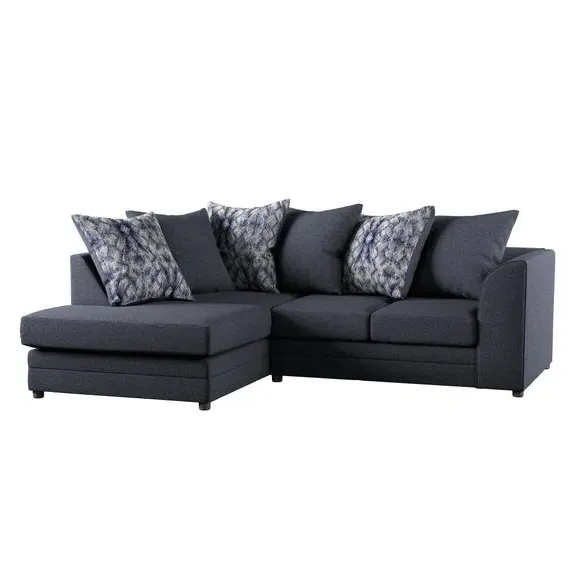 Small Corner Sofa with Chaise - Navy, Chenille