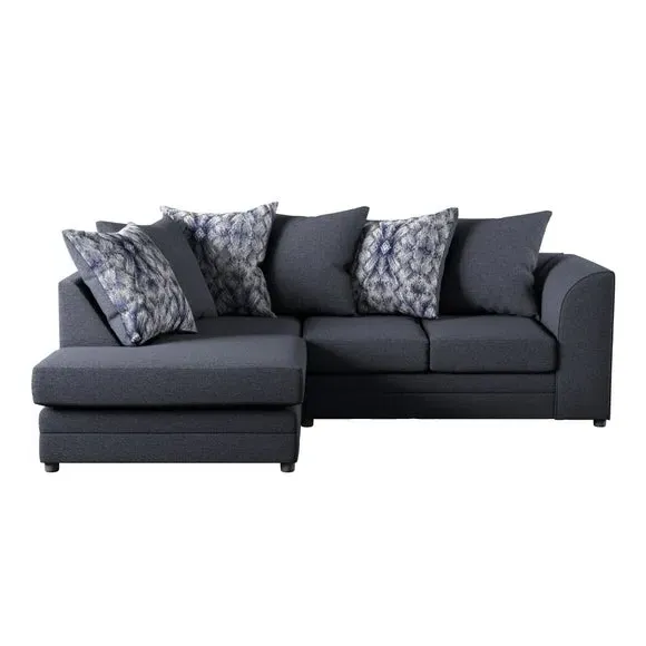 Small Corner Sofa with Chaise - Navy, Chenille