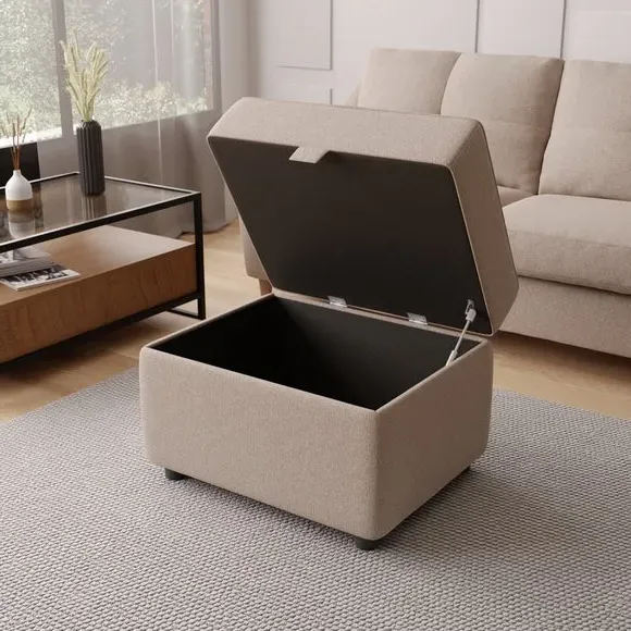 Storage Footstool with Seating - Oatmeal, Fabric