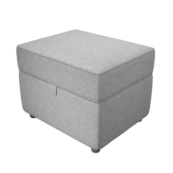 Storage Footstool with Seating - Silver, Fabric