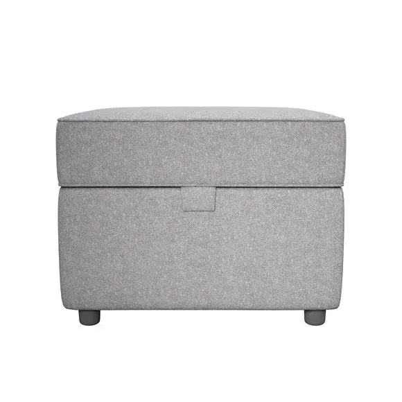 Storage Footstool with Seating - Silver, Fabric