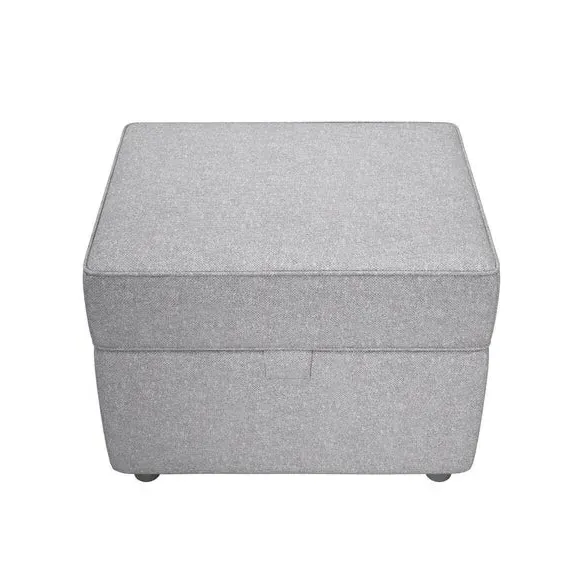 Storage Footstool with Seating - Silver, Fabric
