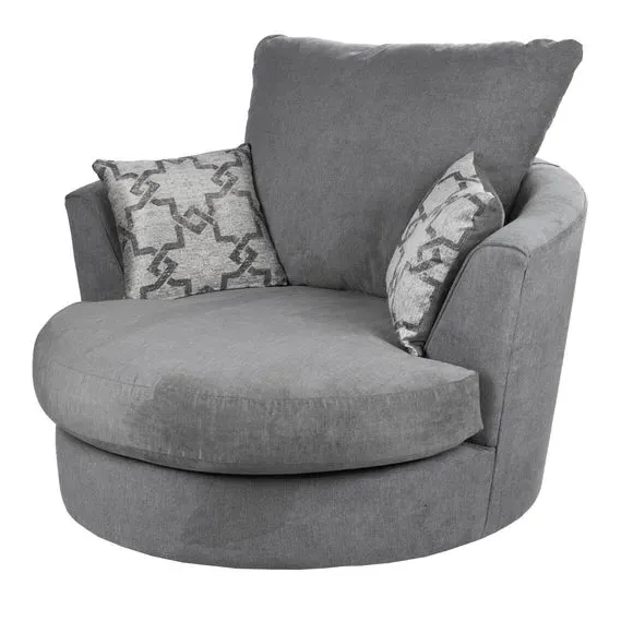 Swivel Chair with 360° Rotation - Grey, Chenille