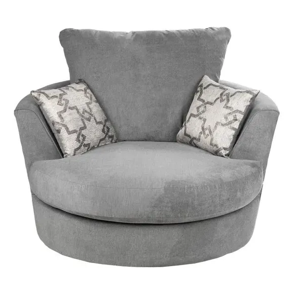 Swivel Chair with 360° Rotation - Grey, Chenille