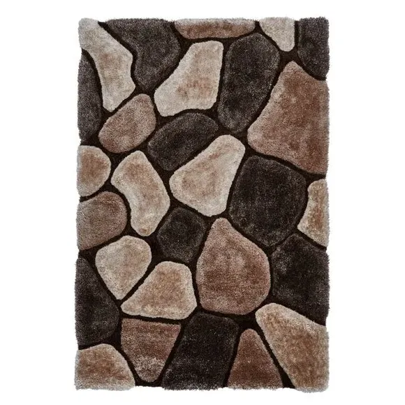 3D Pebble Rug Hand Carved - Beige, Acrylic image
