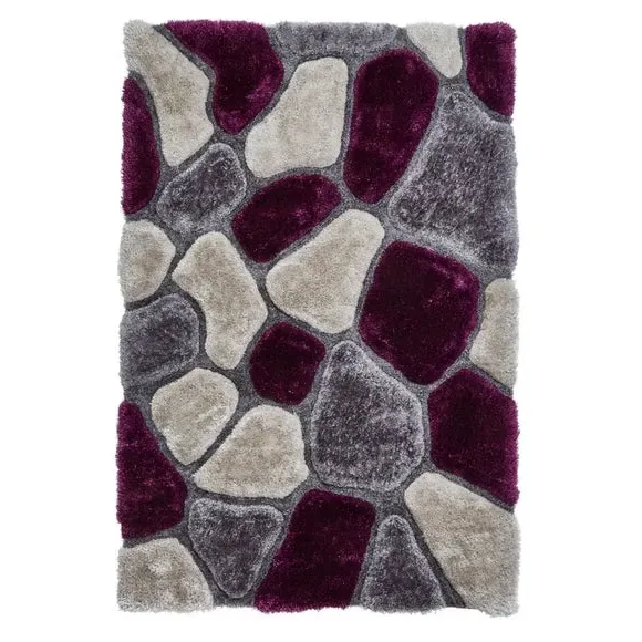 3D Pebble Rug Hand Carved - Grey, Acrylic