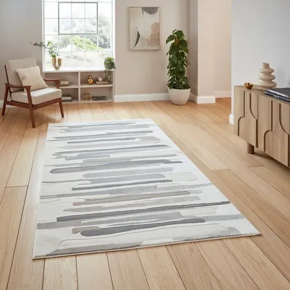 Abstract Rug Machine Washable - Beige, Polyester image