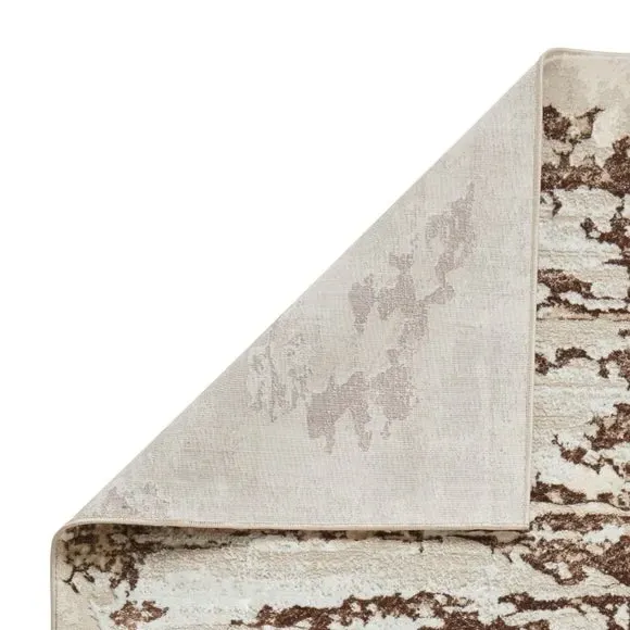 Abstract Rug with Metallic Effect - Beige, Polyester