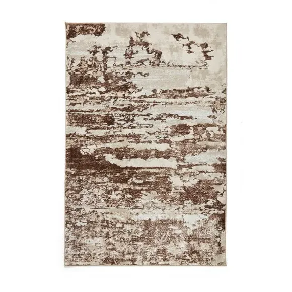 Abstract Rug with Metallic Effect - Beige, Polyester