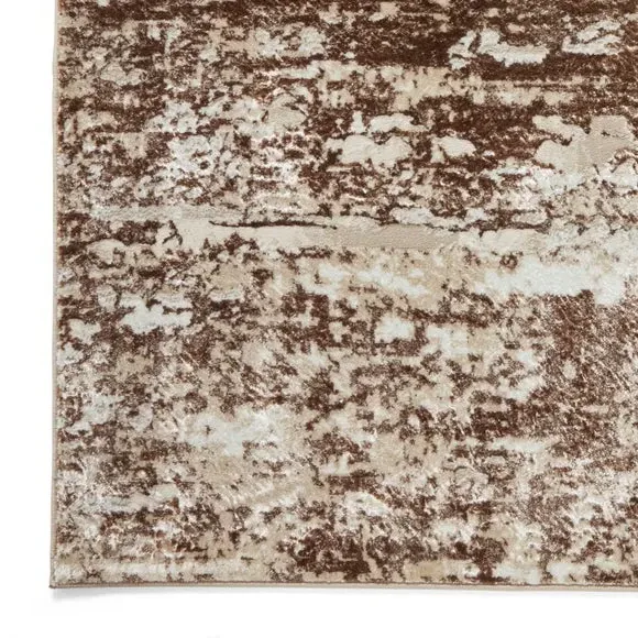 Abstract Rug with Metallic Effect - Beige, Polyester