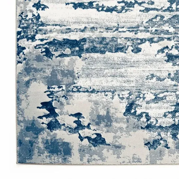 Abstract Rug with Metallic Effect - Blue, Polyester