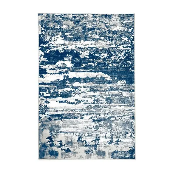 Abstract Rug with Metallic Effect - Blue, Polyester