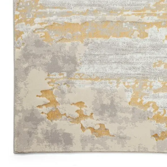 Abstract Rug with Metallic Effect - Cream, Polyester