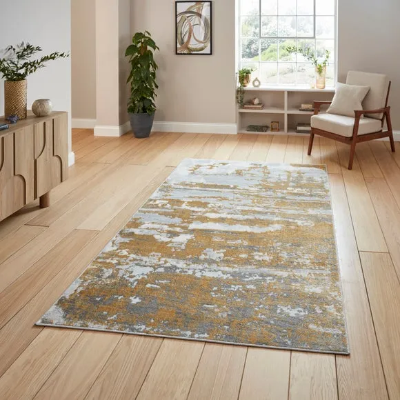 Abstract Rug with Metallic Effect - Cream, Polyester