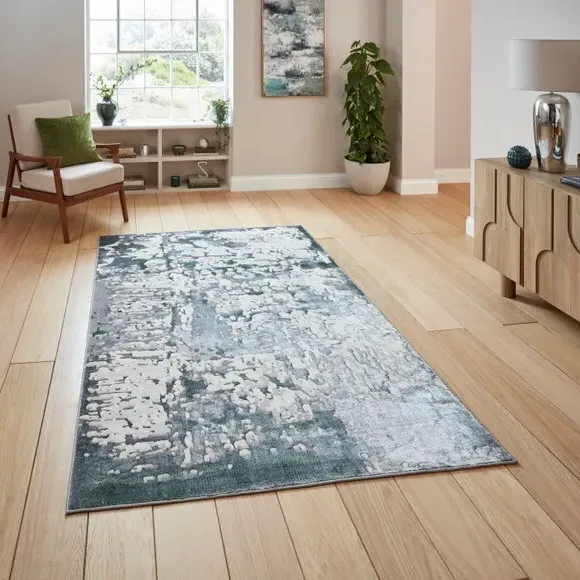Abstract Rug with Metallic Effect - Green, Polyester image