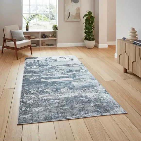 Abstract Rug with Metallic Effect - Grey, Polyester