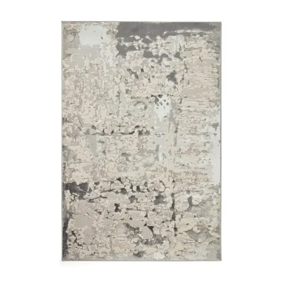 Abstract Rug with Metallic Effect - Grey, Polyester