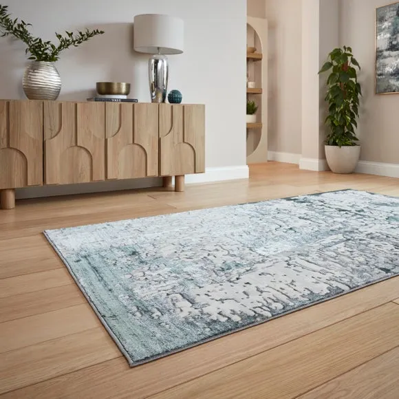 Abstract Rug with Metallic Effect - Grey, Polyester
