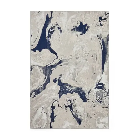 Abstract Rug with Metallic Yarn - Blue, Polyester