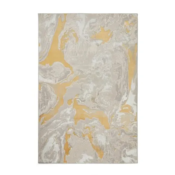 Abstract Rug with Metallic Yarn - Gold, Polyester