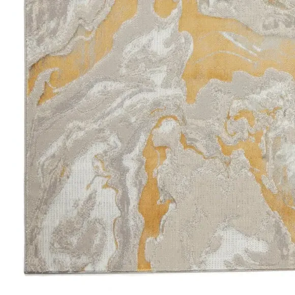 Abstract Rug with Metallic Yarn - Gold, Polyester