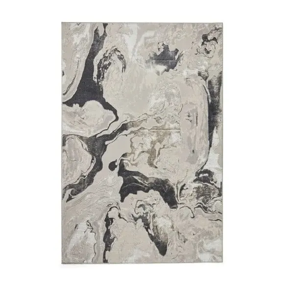 Abstract Rug with Metallic Yarn - Silver, Polyester
