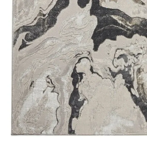 Abstract Rug with Metallic Yarn - Silver, Polyester