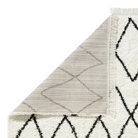 Abstract Shaggy Rug - Black