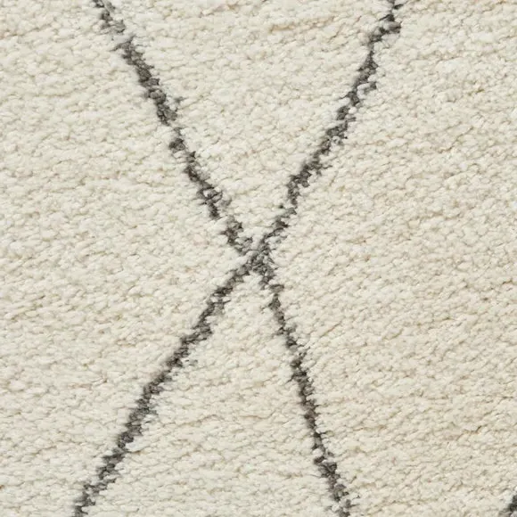 Abstract Shaggy Rug - Cream