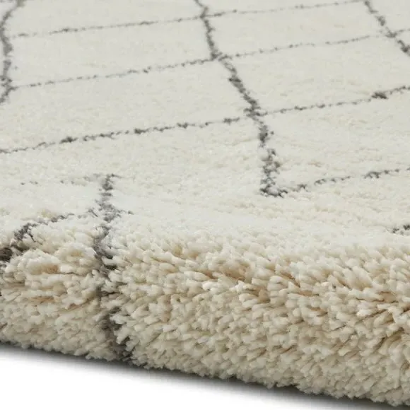 Abstract Shaggy Rug - Cream