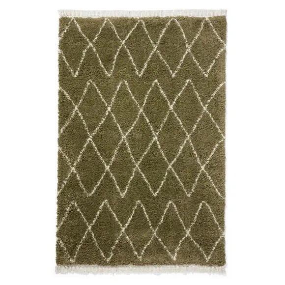 Abstract Shaggy Rug - Green