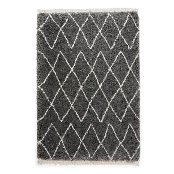 Abstract Shaggy Rug - Grey