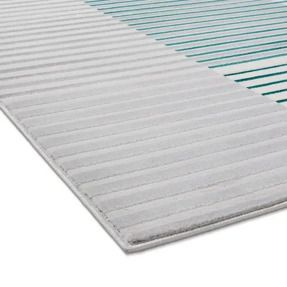 Abstract Stripe Rug with Metallic Look - Green