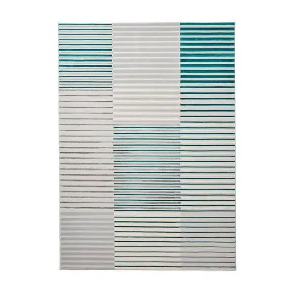 Abstract Stripe Rug with Metallic Look - Green