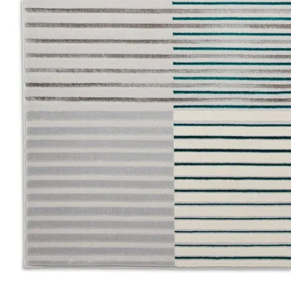 Abstract Stripe Rug with Metallic Look - Green