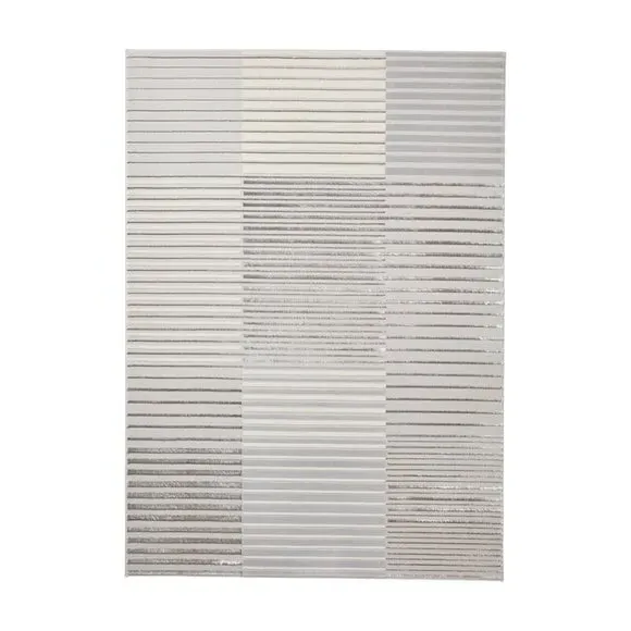 Abstract Stripe Rug with Metallic Look - Ivory
