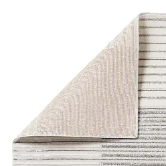 Abstract Stripe Rug with Metallic Look - Ivory
