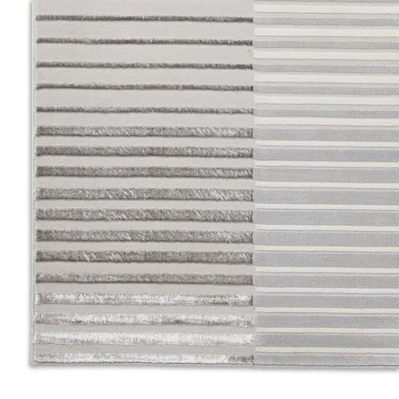 Abstract Stripe Rug with Metallic Look - Ivory