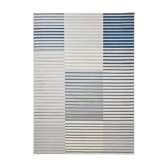 Abstract Stripe Rug with Metallic Look - Navy