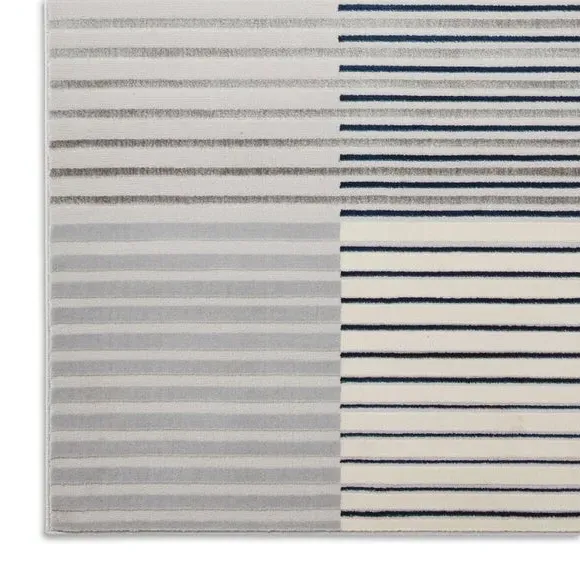 Abstract Stripe Rug with Metallic Look - Navy